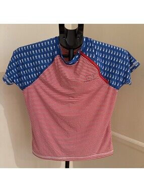 Vineyard Vines Performance Quarter-Zip Top – Youth XL (16) Red Blue White Stars